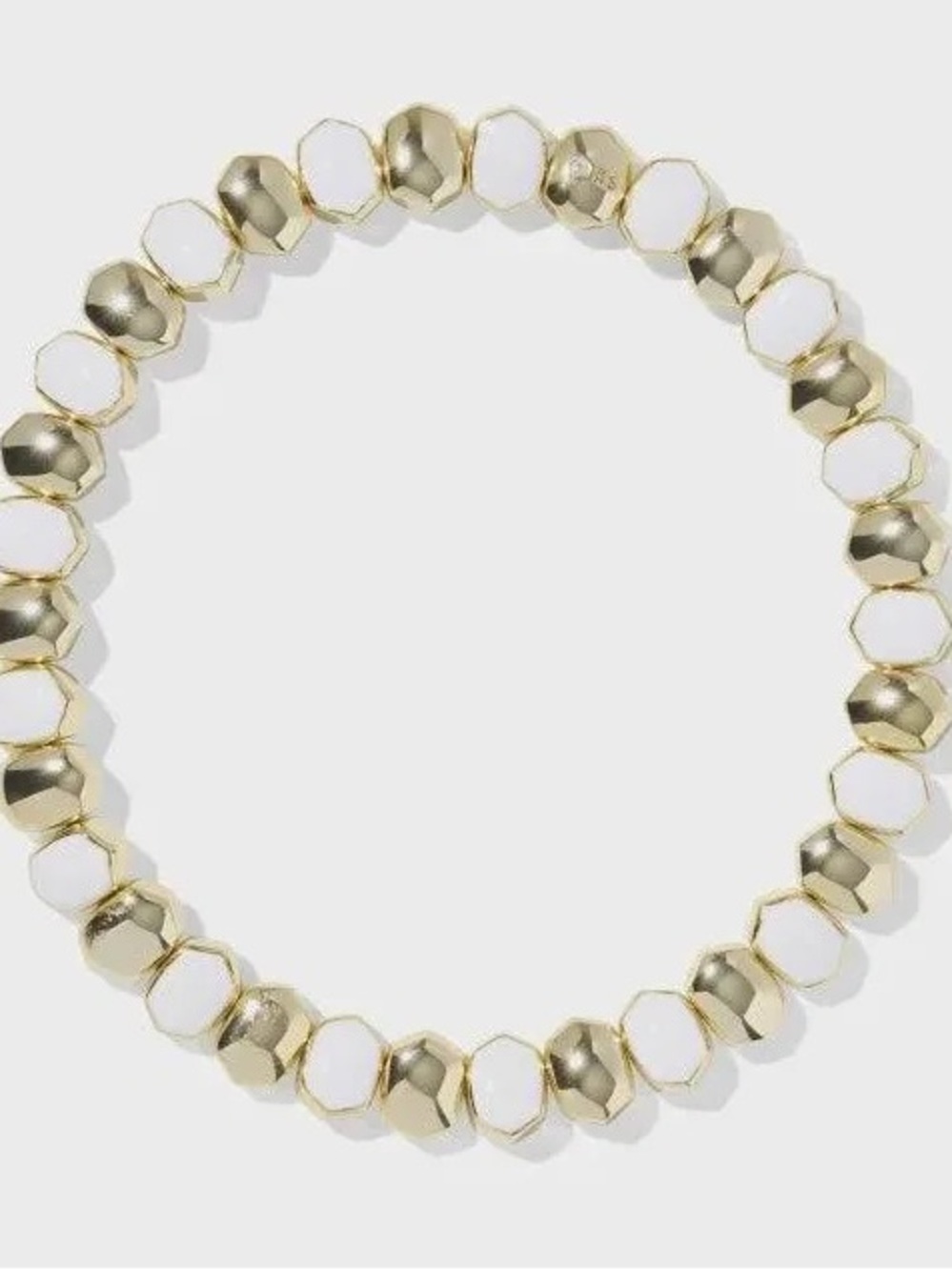 Gold and White Beaded Stretch Bracelet